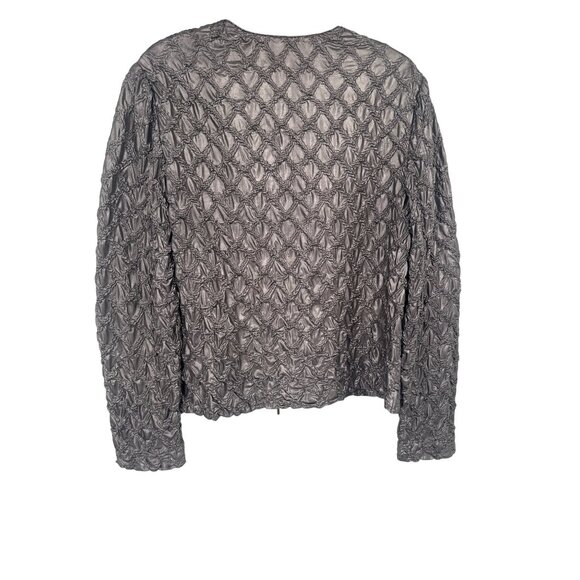 Joseph Ribkoff silver Metallic Textured Zip-Up Jacket Womens Size 14 Canada - Picture 3 of 5